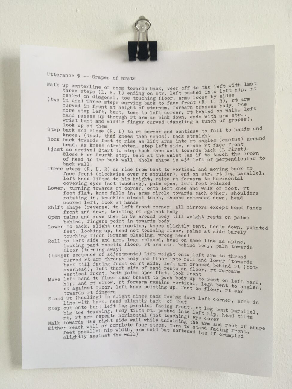 A typewritten page of