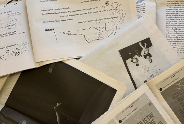 Various copies of the MRPJ lay on top of one another, text and images overlapping between issues. Image courtesy of Nicole Bradbury.