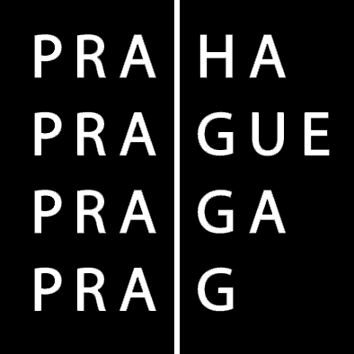 A black and white logo for Prague City Hall.