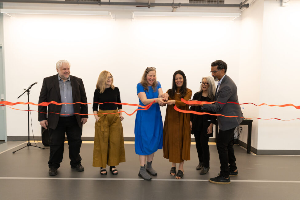 From left to right: Andy Burmeister, Department of Cultural Affairs Assistant Commissioner, Capital Projects; Erika Mallin, NYSCA Executive Director; Barbara Bryan, Movement Research Executive Director; Berenice Sarafzadeh, Robert Rauschenberg Foundation Chief Operating Officer; Kay Takeda, Movement Research Board Chair; Angel Ayón, AYON Studio. Photo by Daniela Garza Maldonado.