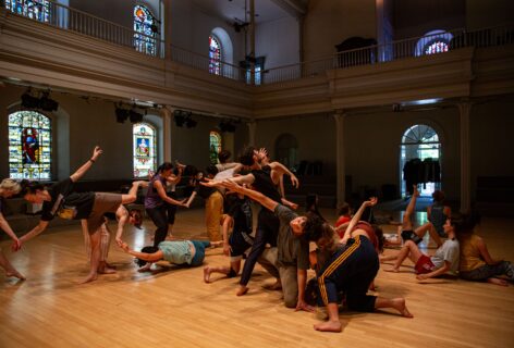 A group of dancers in various angles of support. Summer MELT 2024. Photo by Rachel Keane.